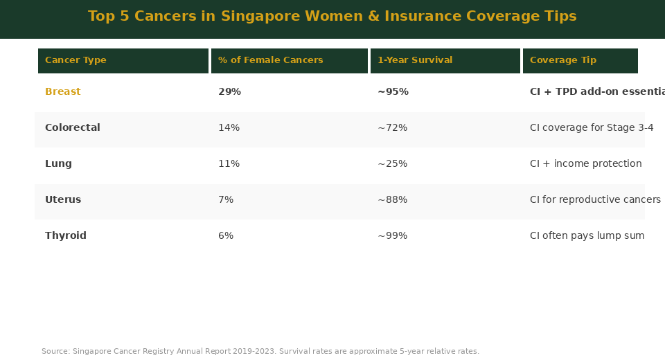 Top 5 cancers in Singapore women and insurance coverage tips — The Kopi Notes
