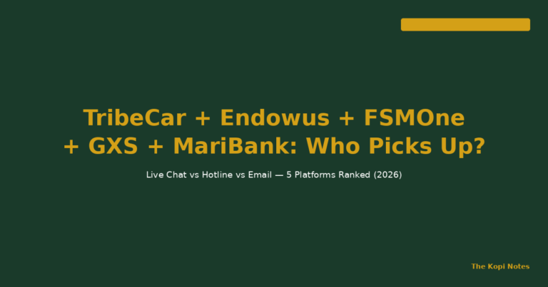 TribeCar + Endowus + FSMOne + GXS + MariBank: Who Actually Picks Up When You Need Help? (2026)